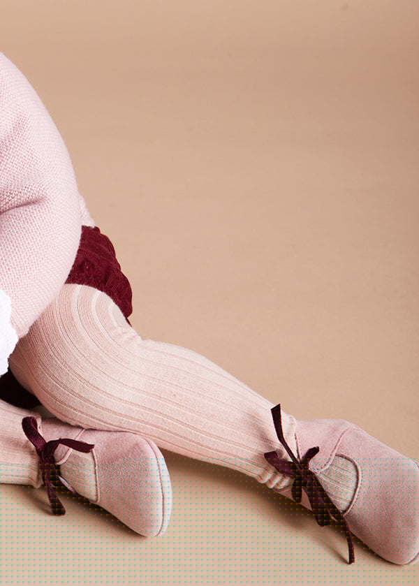 Suede Pink Baby Pram Shoes with Velvet Ribbon (17-20EU) Shoes  from Pepa London