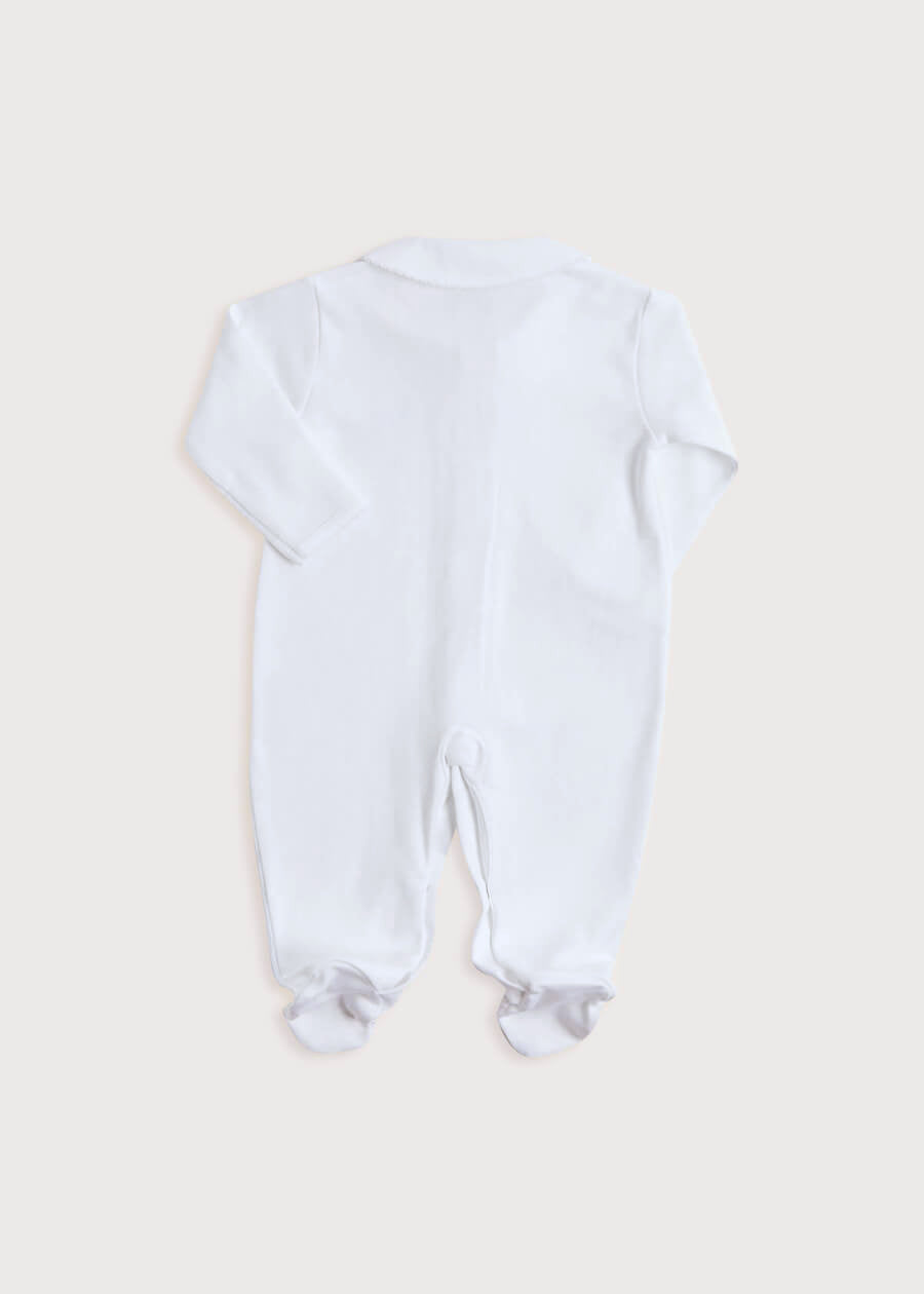 Newborn All-In-One With Rocking Horse Embroidery In Beige (1-6mths) Tops & Bodysuits  from Pepa London