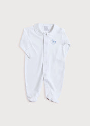 Newborn All-In-One With Rocking Horse Embroidery In Blue (1-6mths) Tops & Bodysuits  from Pepa London