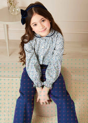 Soft Denim Wide Leg Trousers in Denim Blue (3-10yrs) Trousers  from Pepa London