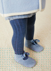 Suede Velvet Ribbon Pram Shoes in Blue (17-21 EU) Shoes from Pepa London