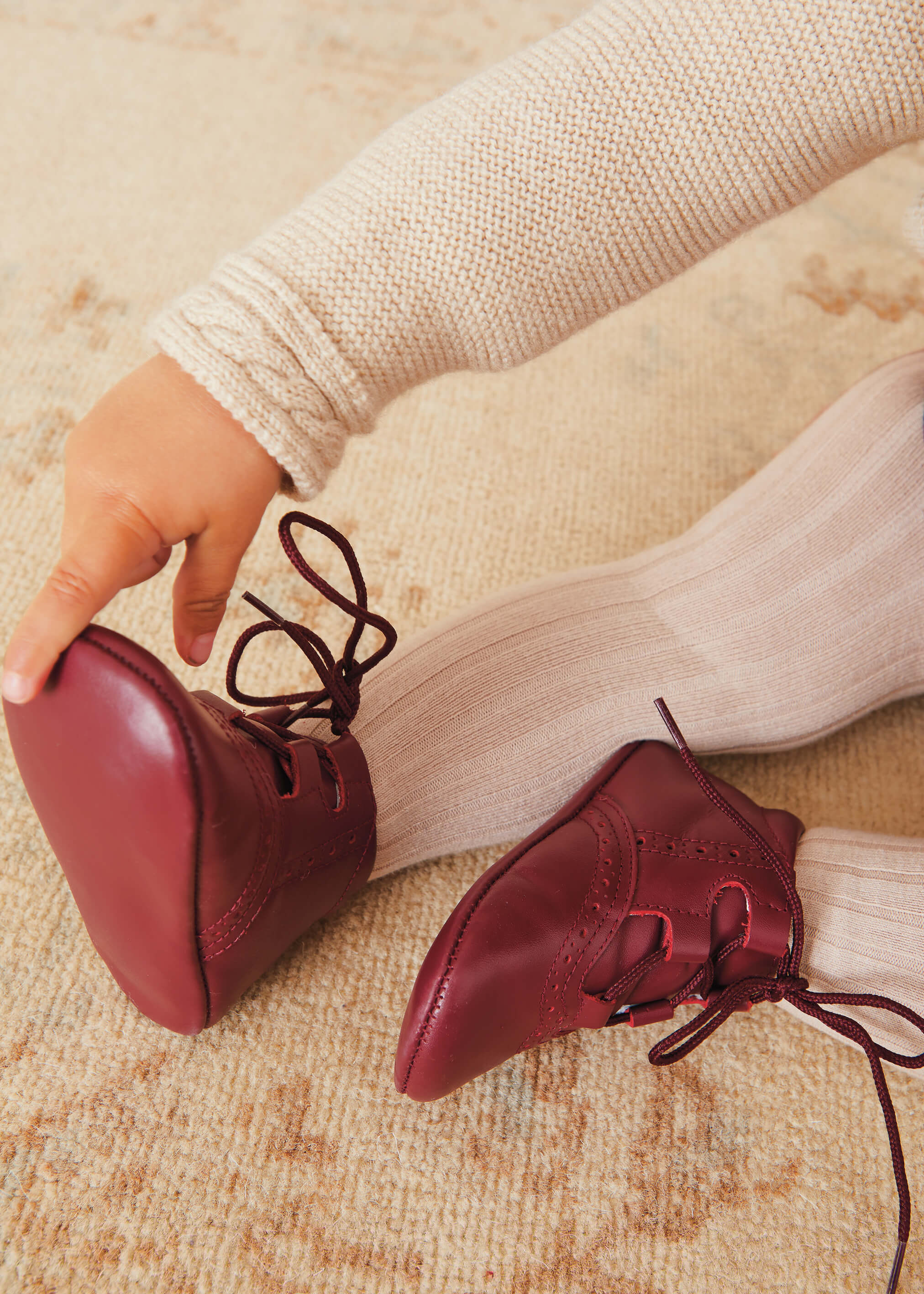 Oxford Pram Booties in Burgundy (17-20EU) Shoes  from Pepa London