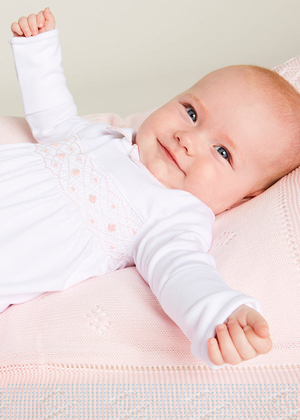 Pink Hand Smocked Cotton All-in-One (0-12mths) Nightwear  from Pepa London