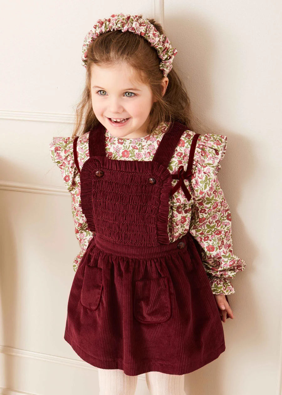 Daphne Floral Long Sleeve Blouse in Pink (12mths-10yrs) Blouses  from Pepa London