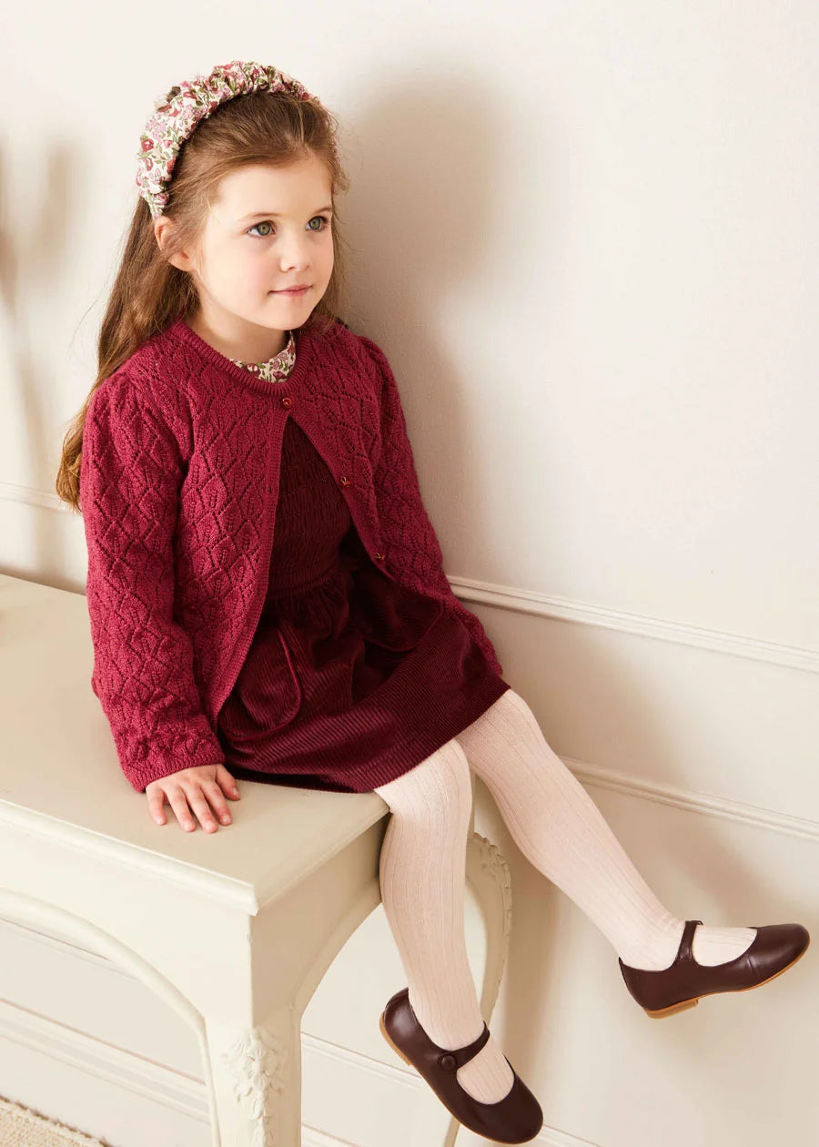 Dusky Pink Ribbed Tights (0mths-10yrs) Tights from Pepa London