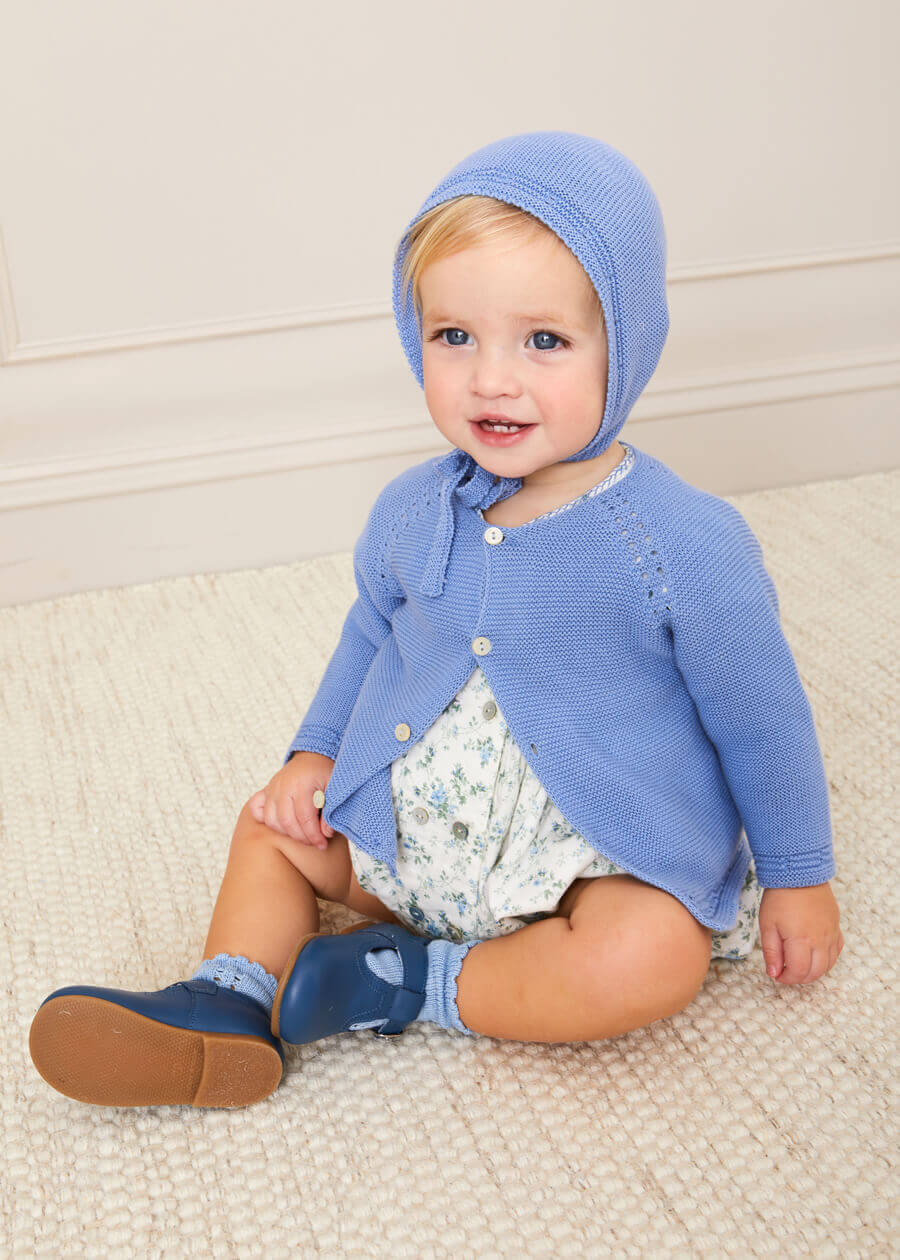 Plain Cardigan in Blue (6mths-10yrs) Knitwear from Pepa London