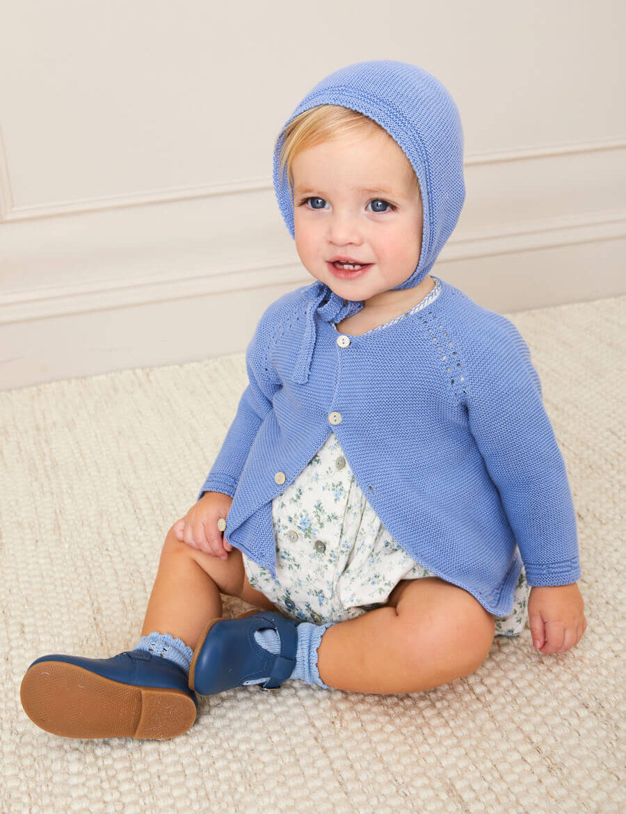 Openwork Knitted Bonnet in Blue (S-L) Knitted Accessories  from Pepa London