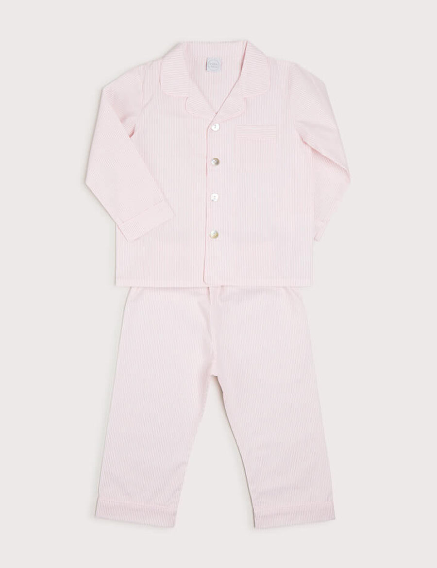 Striped Chest Pocket Pyjamas in Pink (12mths-10yrs) Nightwear  from Pepa London