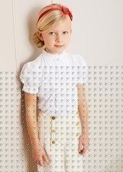 Frilly Neck Pleated Short Sleeve Blouse in White (18mths-10yrs) Blouses  from Pepa London