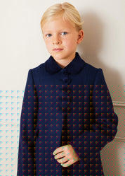 Single Breasted Scallop Detail Coat In Navy (12mths-10yrs) COATS  from Pepa London