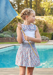 Poppy Floral Print Skirt With Smocked Waistband (3-10yrs) Skirts  from Pepa London