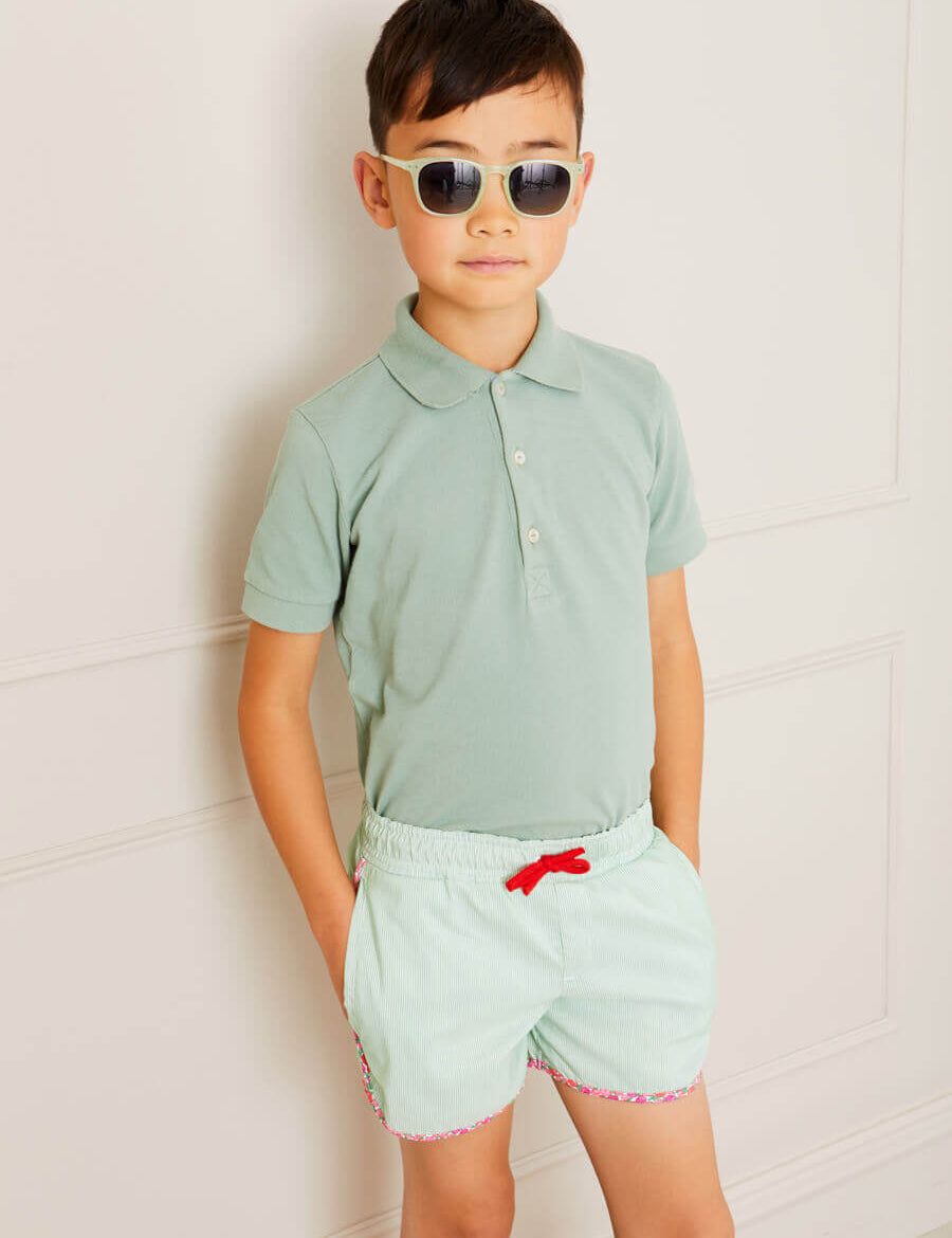 Striped Swim Shorts in Green (2-8yrs) Swimwear  from Pepa London