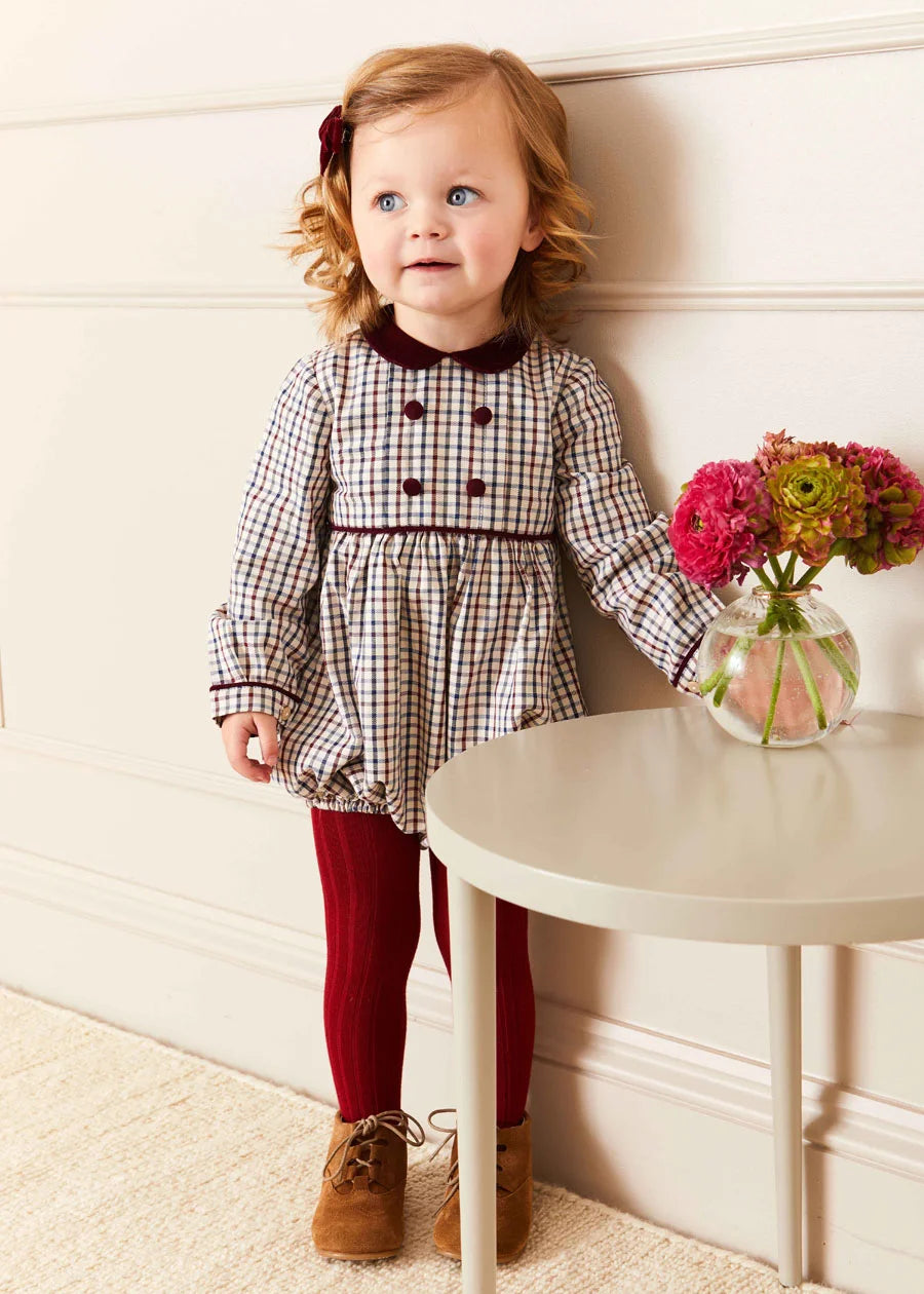 Burgundy Ribbed Tights (0mths-10yrs) Tights from Pepa London