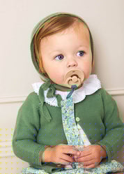 Openwork Knitted Bonnet in Green (S-L) Knitted Accessories  from Pepa London