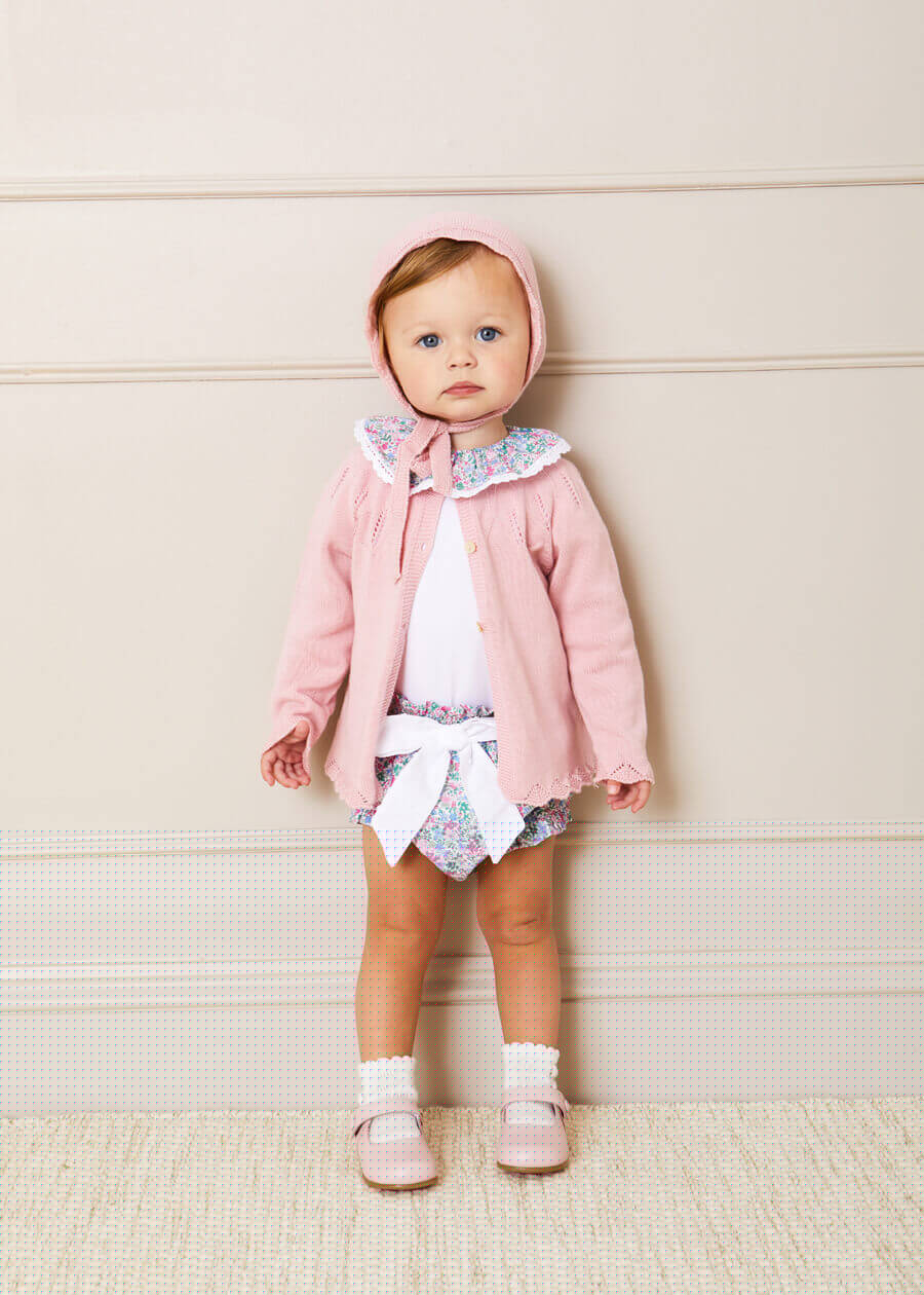 Openwork Detail Light Cardigan in Pink (6mths-10yrs) Knitwear  from Pepa London
