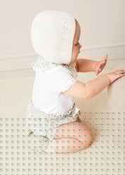 Openwork Cotton Knitted Bonnet in Cream (S-L) BONNETS from Pepa London
