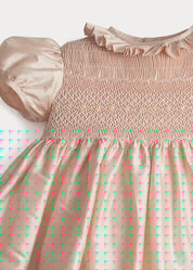 Girls Silk Hand Smocked Celebration Dress in Pink (6mths-10yrs) Dresses from Pepa London