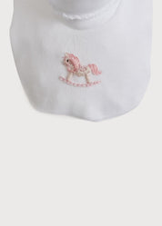 Newborn Booties With Rocking Horse Embroidery Pink (1-3mths) Knitted Accessories  from Pepa London