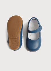 Leather Mary Jane Baby Shoes in French Blue (20-26EU) Shoes from Pepa London