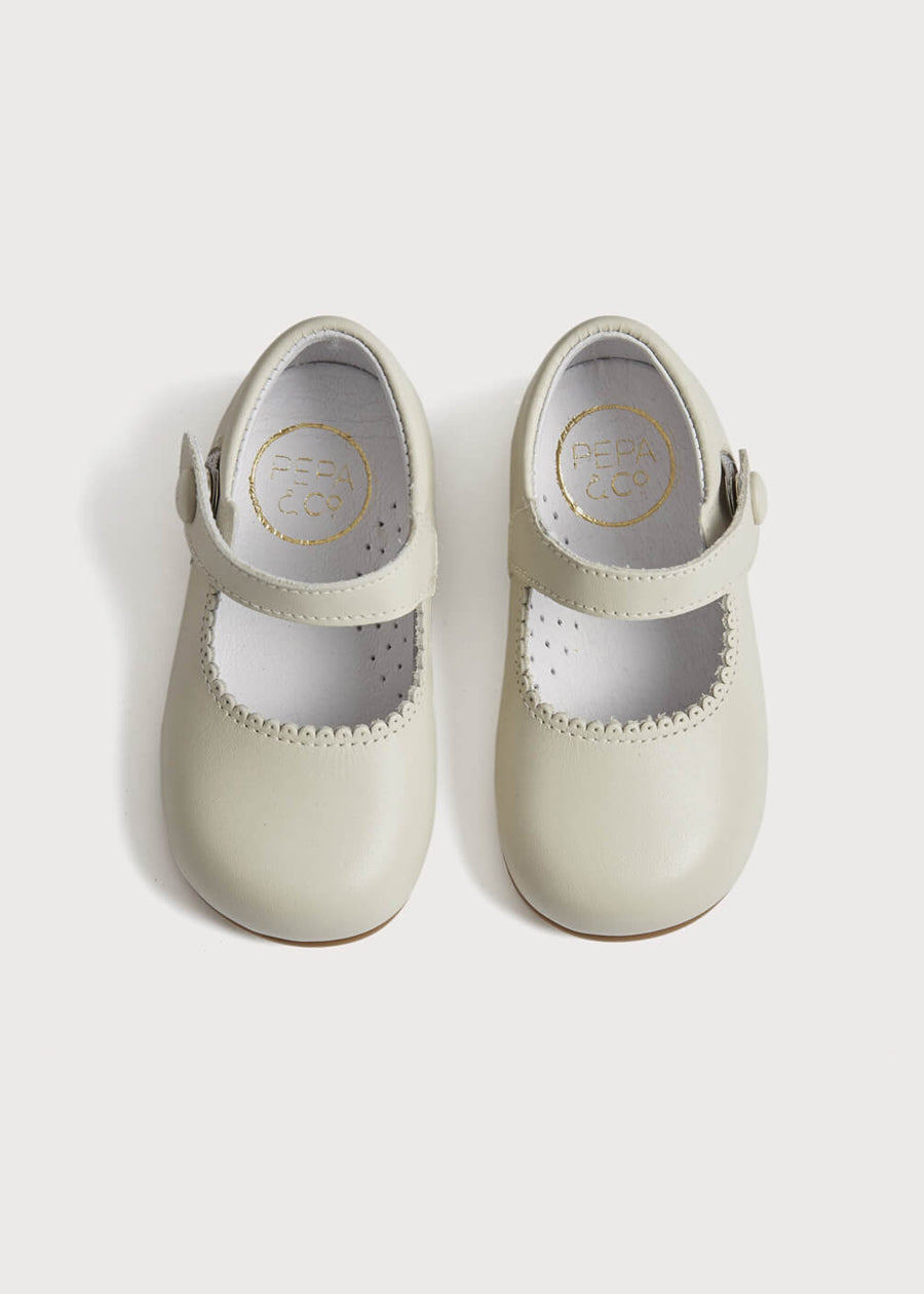 Mary Jane Leather Baby Shoes in Ivory (20-24EU) Shoes  from Pepa London