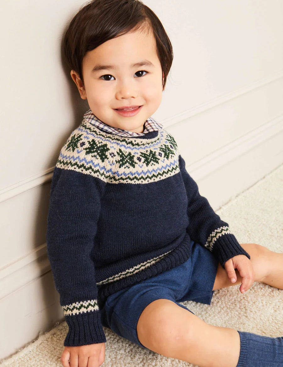 Classic Fair Isle Jumper in Navy (18mths-10yrs) Knitwear  from Pepa London