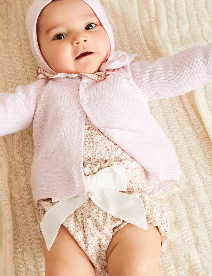 Baby Bonnet In Pink (S-L) KNITTED ACCESSORIES  from Pepa London