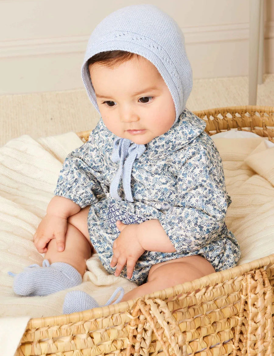 Evelyn Floral Long Sleeve Blouse in Blue (1-6mths) Blouses  from Pepa London
