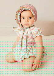 Clementine Floral Hand Smocked Double Breasted Short Sleeve Romper in Coral (6mths-3yrs) ROMPERS from Pepa London