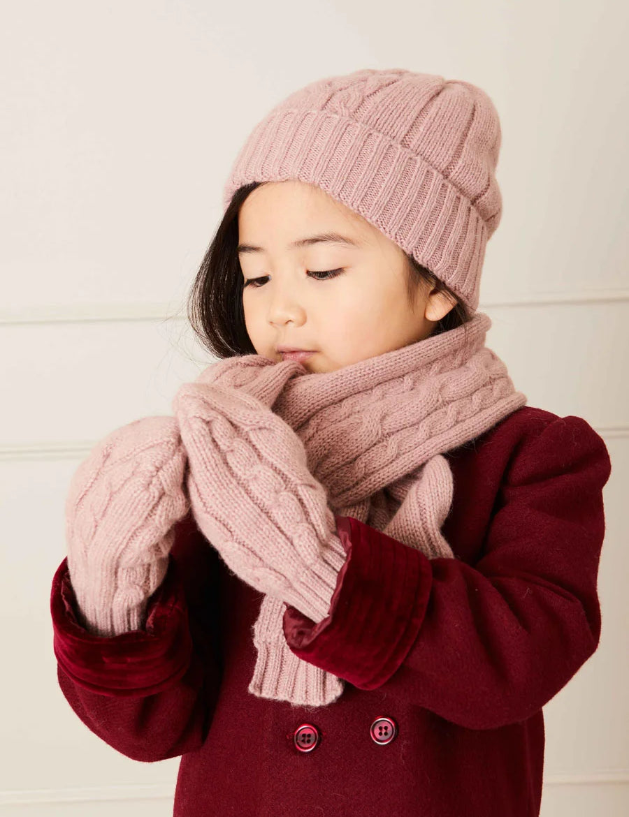 Cable Detial Knitted Mittens in Pink (S-L) Accessories  from Pepa London