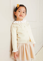 Ruffle Collar Long Sleeve Top In Cream (18mths-10yrs) TOPS & BODYSUITS  from Pepa London