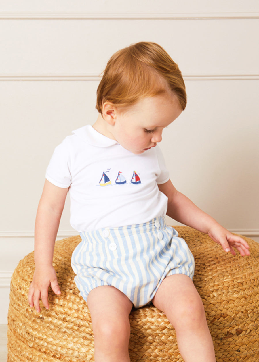 Classic Striped Bloomer in Sky Blue (3mths-3yrs) Bloomers from Pepa London
