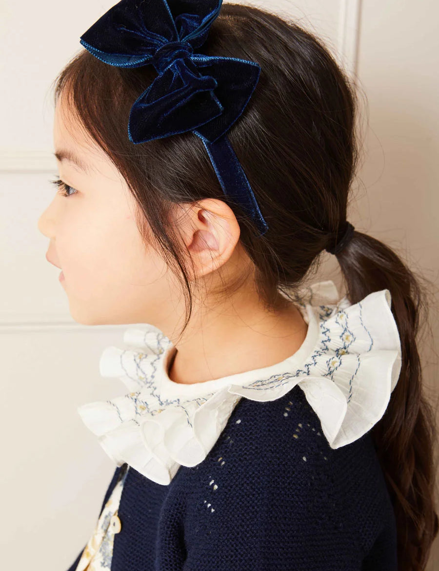 Velvet Hair-Band in Navy Hair Accessories  from Pepa London