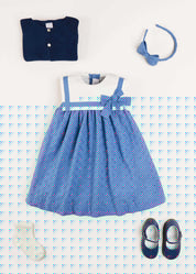 Broderie Anglaise Medium Bow Headband in Blue Hair Accessories  from Pepa London
