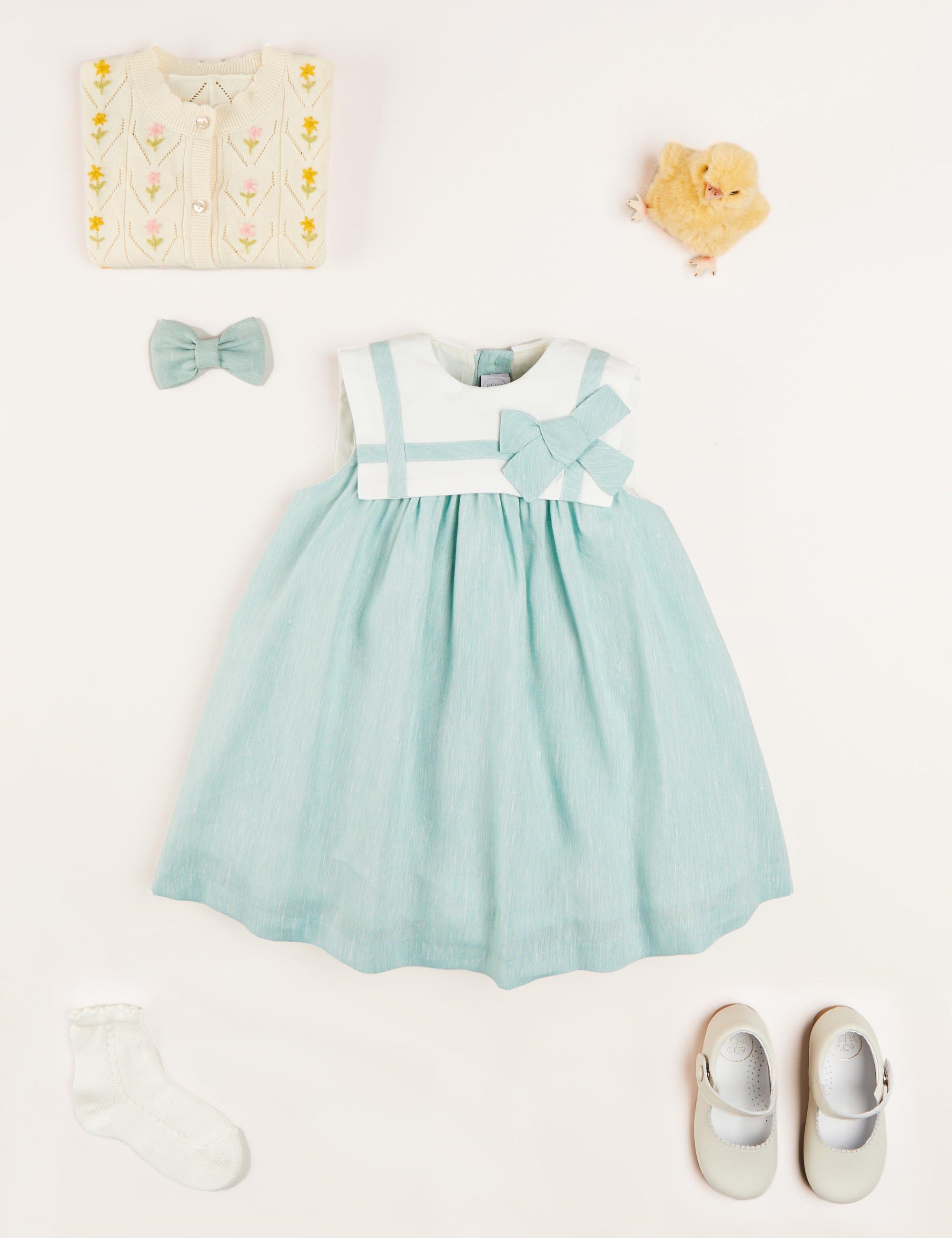The Mint Trapeze Dress Baby Girl Look Look from Pepa London