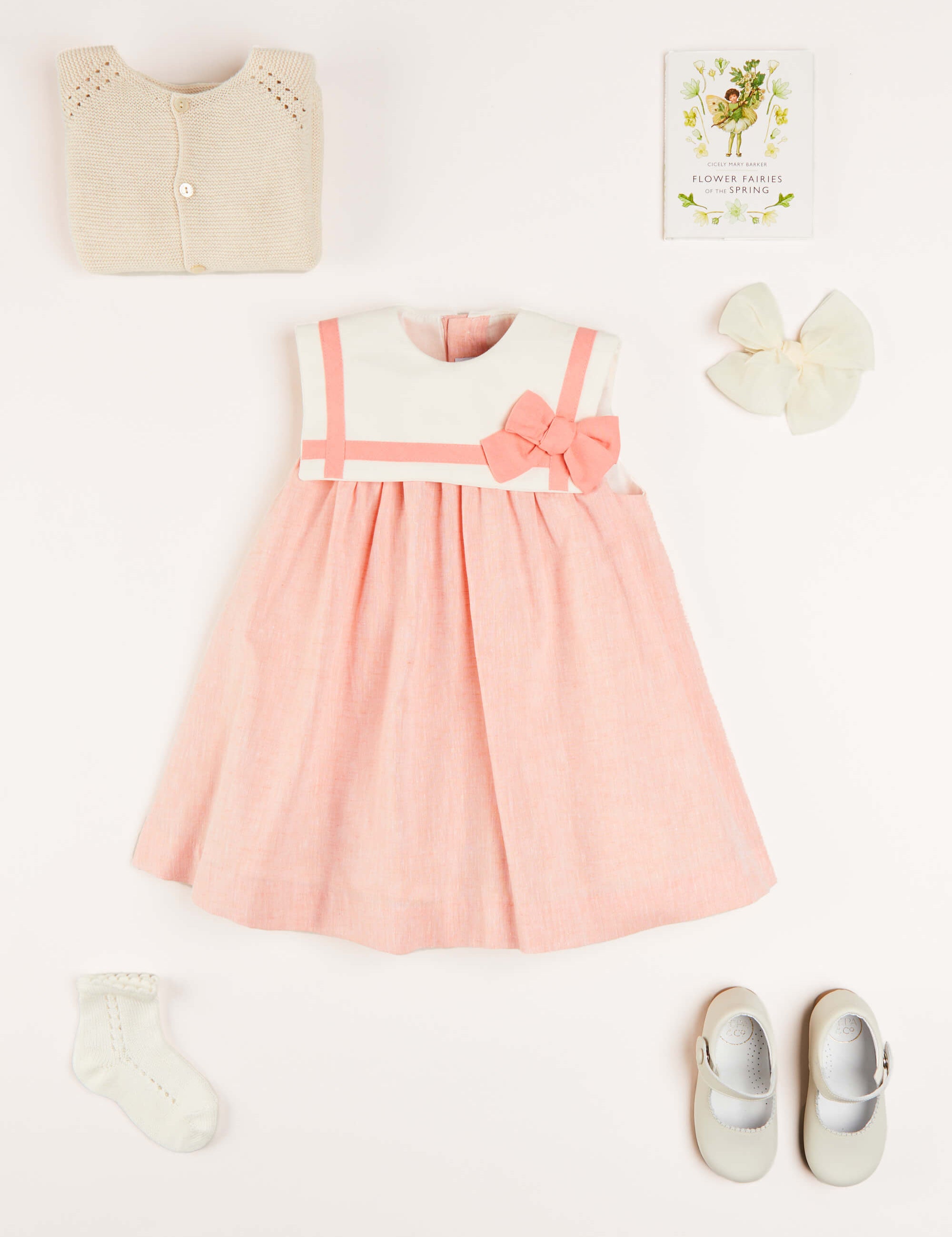 The Peach Trapeze Dress Baby Girl Look Look from Pepa London