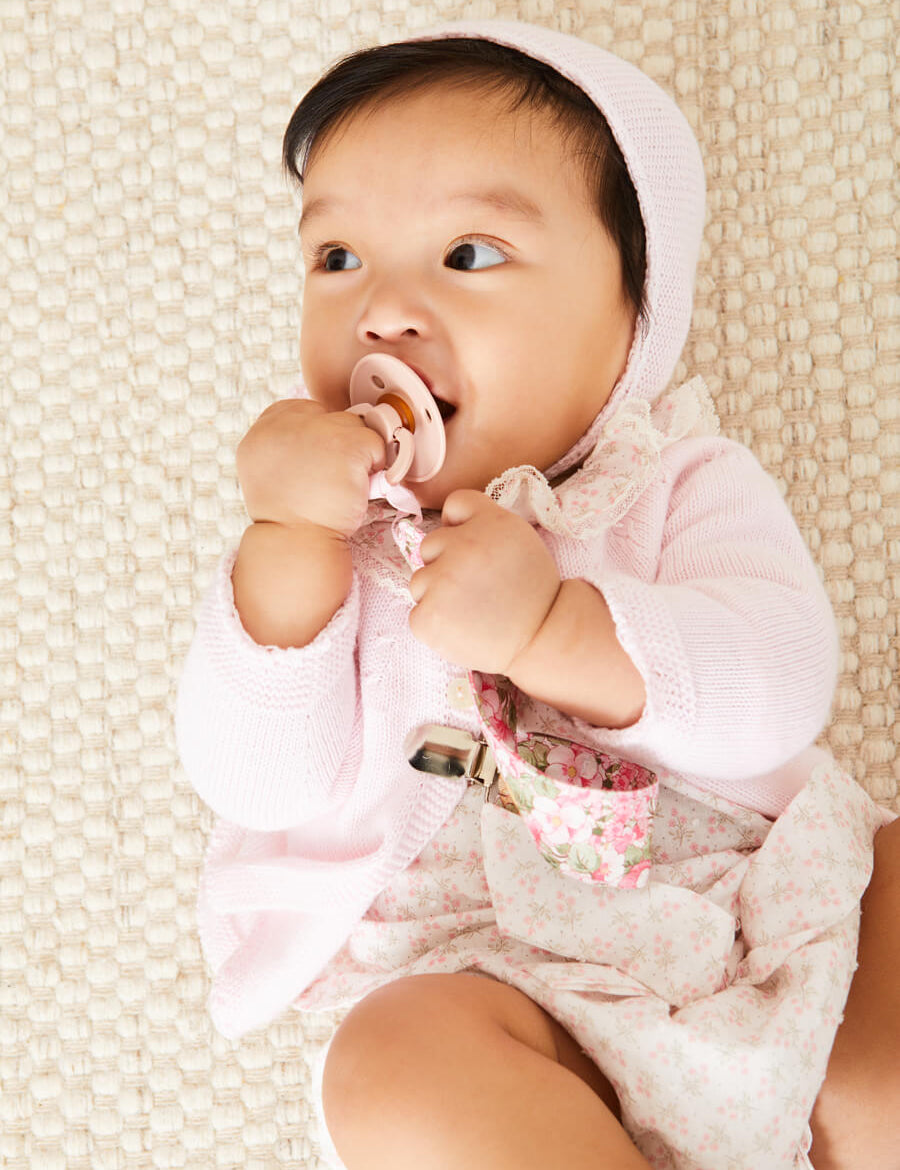 Eloise Floral Print Clip Dummy in Pink Accessories  from Pepa London
