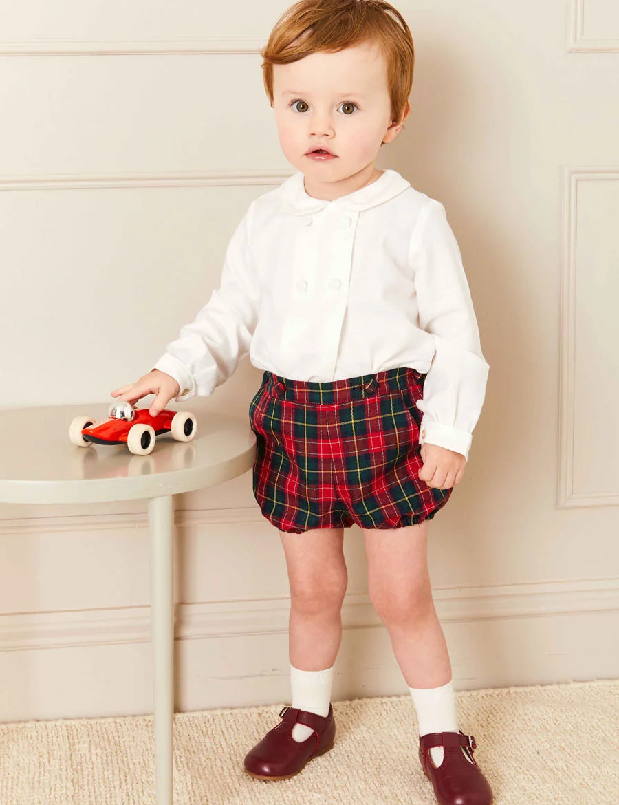 Belgravia Tartan Long Sleeve Two Piece Set in Red (6mths-3yrs) Two Piece Set  from Pepa London