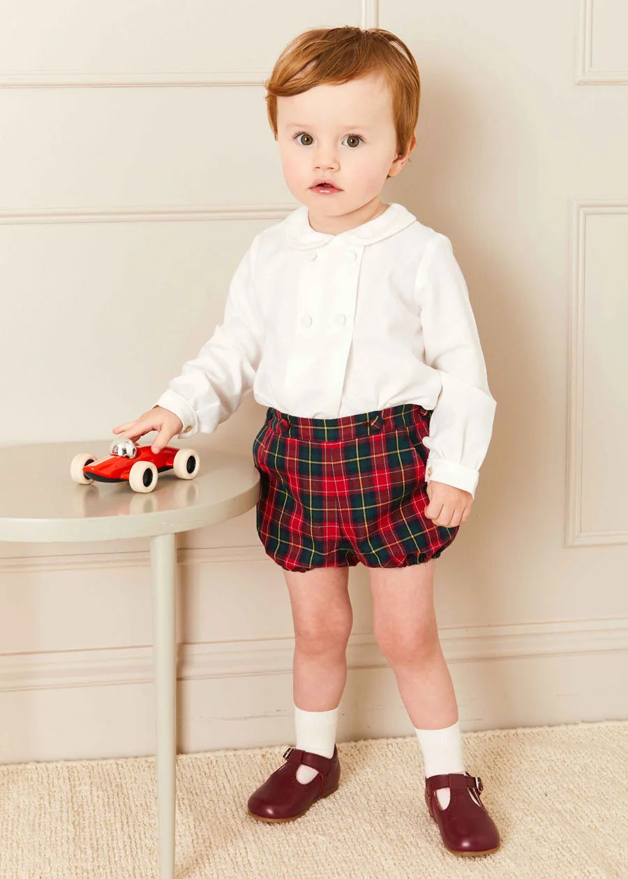 Belgravia Tartan Long Sleeve Two Piece Set in Red (6mths-3yrs) Two Piece Set  from Pepa London