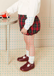 Belgravia Tartan Long Sleeve Two Piece Set in Red (6mths-3yrs) Two Piece Set  from Pepa London