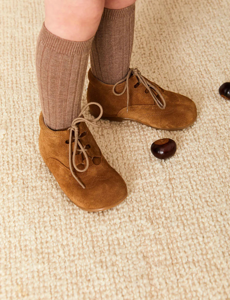 Suede Oxford Baby Booties in Brown (20-24EU) Shoes  from Pepa London