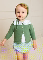 Train Embroidery Statement Collar Short Sleeve Bodysuit in Green (3mths-2yrs) Tops & Bodysuits  from Pepa London