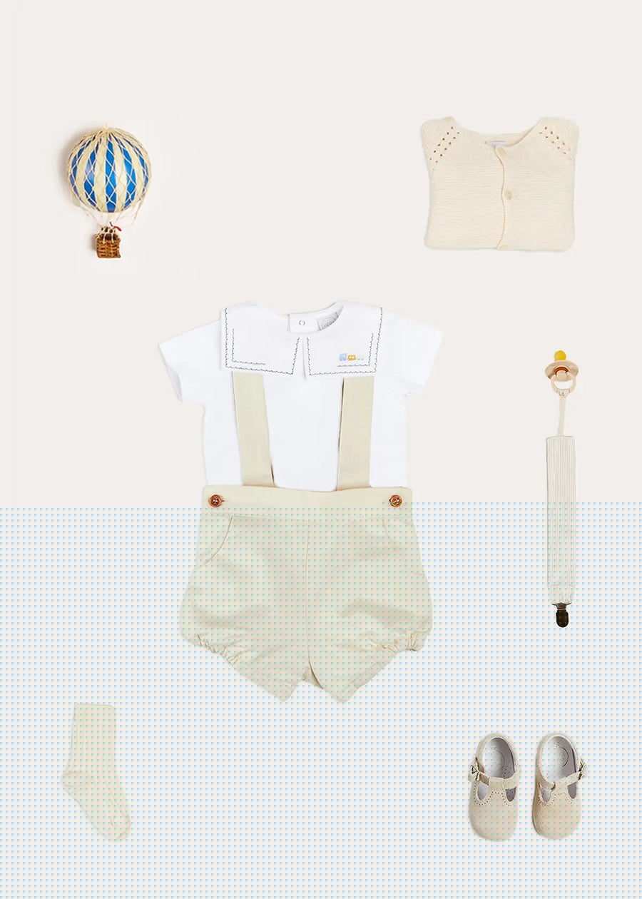 The Train Embroidery Bodysuit Baby Boy Look Look from Pepa London