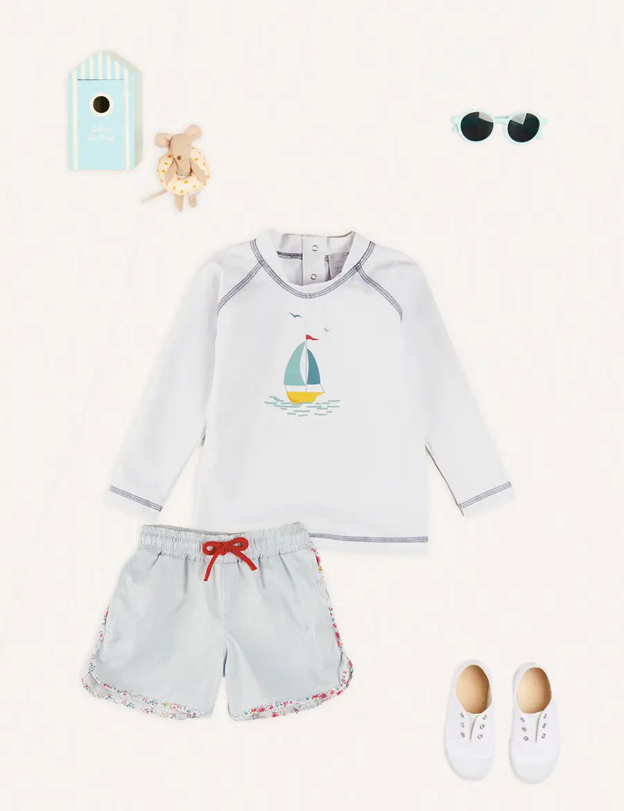 The Boat Motif Rashguard Toddler Boy Look Look from Pepa London