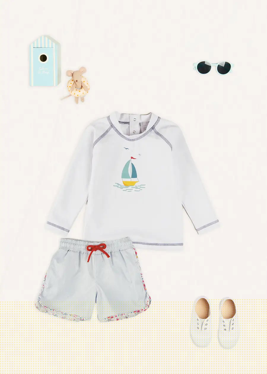 The Boat Motif Rashguard Toddler Boy Look Look from Pepa London
