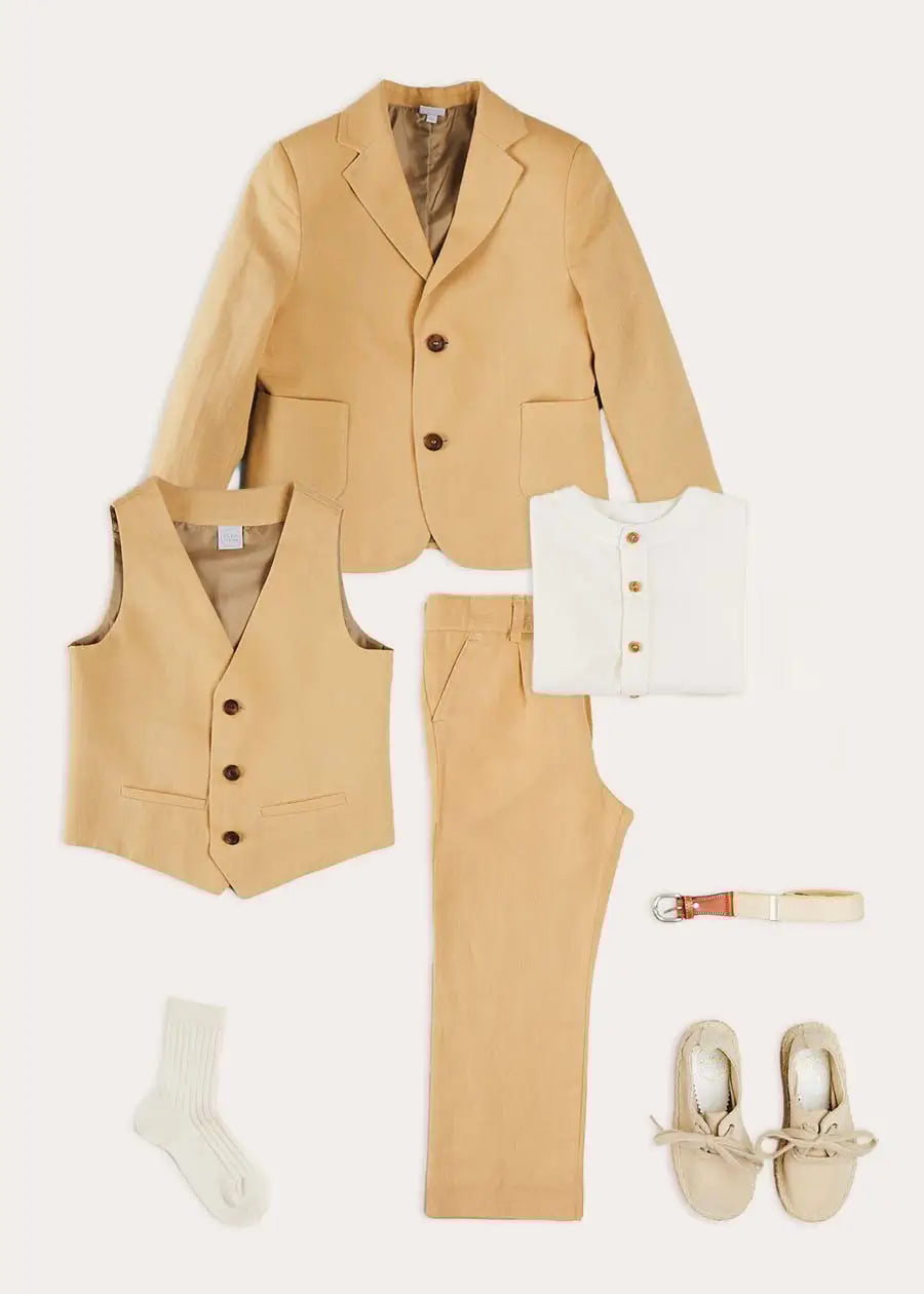 The Beige Linen 3 Piece Suit Boy Look Look from Pepa London