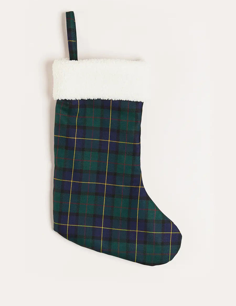 Windsor Tartan Christmas Stocking in Green Accessories  from Pepa London