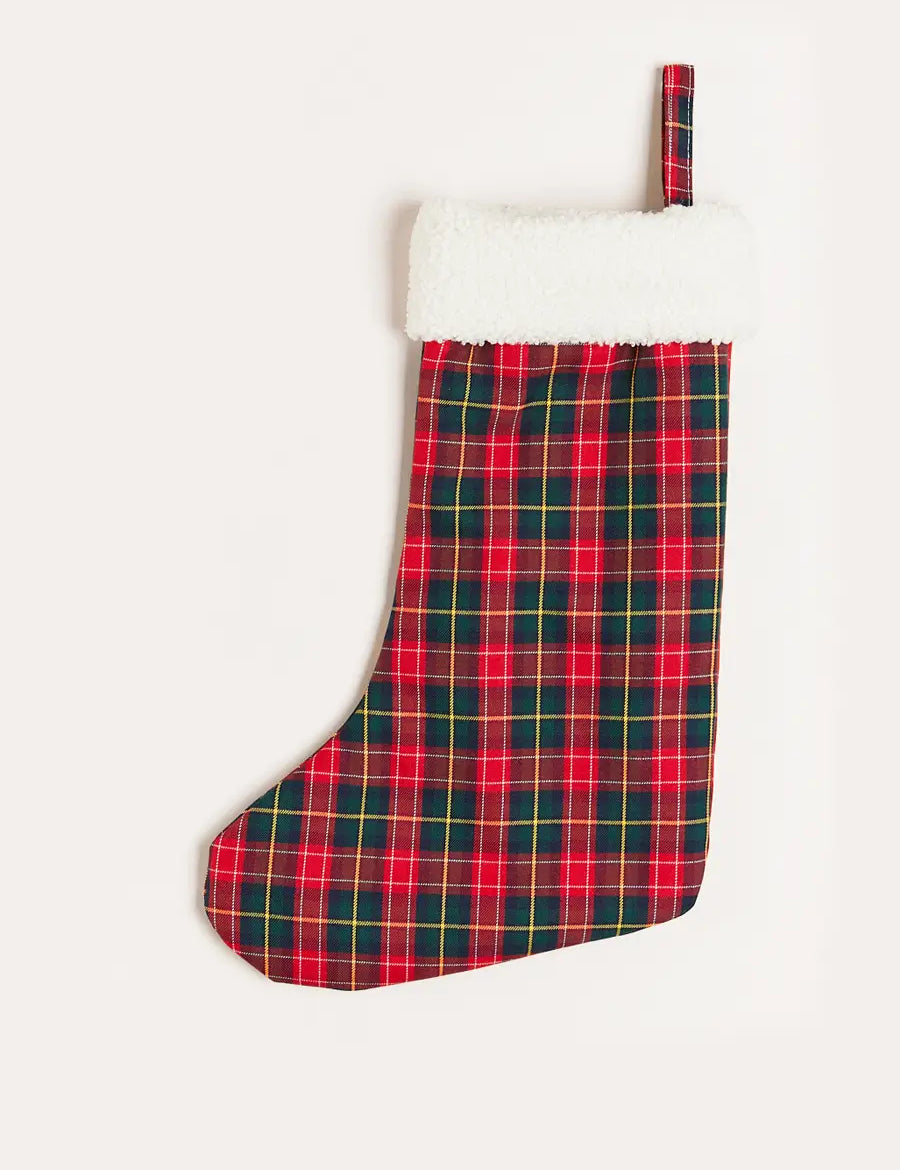Belgravia Tartan Christmas Stocking in Red Accessories  from Pepa London