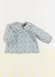 Evelyn Floral Long Sleeve Blouse in Blue (1-6mths) Blouses  from Pepa London