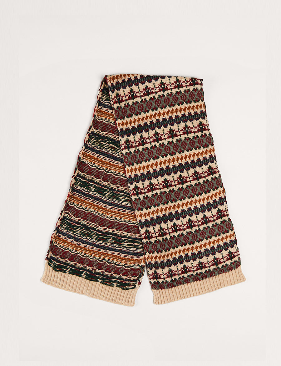 Fair Isle Knitted Scarf in Camel Accessories  from Pepa London