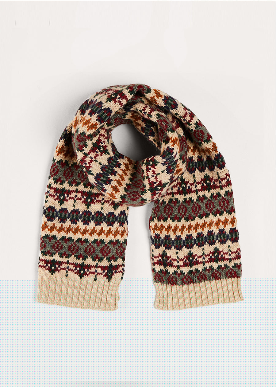 Fair Isle Knitted Scarf in Camel Accessories  from Pepa London